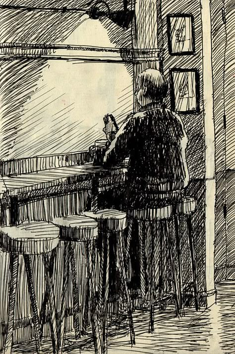 Peter Wenman - Pub drawing | Flickr - Photo Sharing! Bar Sketch Drawing, Restaurant Drawing Sketch, Bar Drawing Illustration, Saloon Drawing, Pub Drawing, Bar Sketch, Pub Illustration, Sketch Bar, Bar Drawing