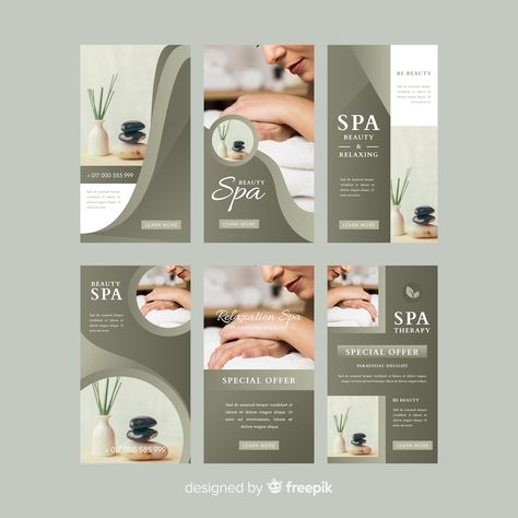 Free Vector | Spa instagram stories template Beauty Brochures, Spa Brochure, Spa Instagram, Spa Flyer, Instagram Stories Template, Spa Menu, Brochure Design Layout, Spa Business, Instagram Template Design