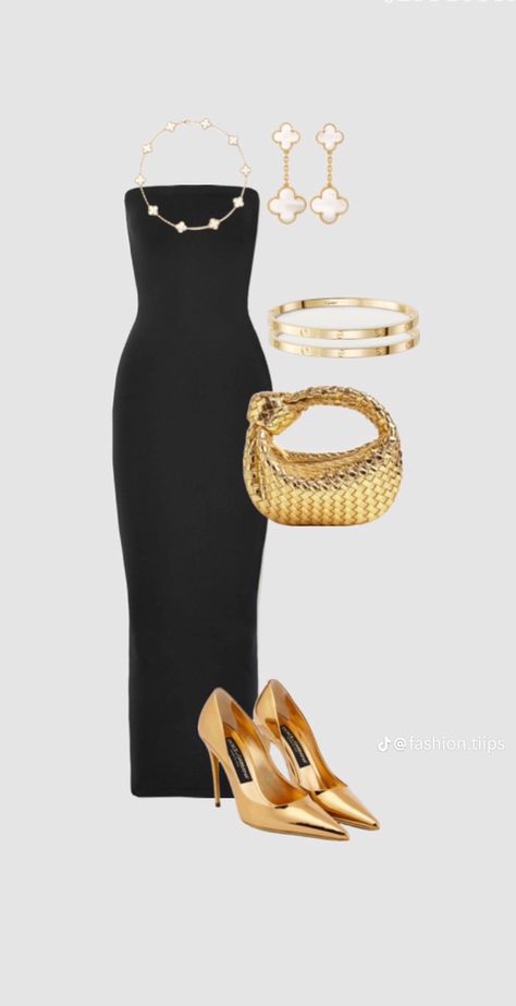 Cruise Formal Night Outfit, Black And Gold Outfit, Classy Business Outfits, Mexico Cruise, Look Formal, Gold Outfit, Vacay Outfits, Capsule Outfits, Fashionista Clothes