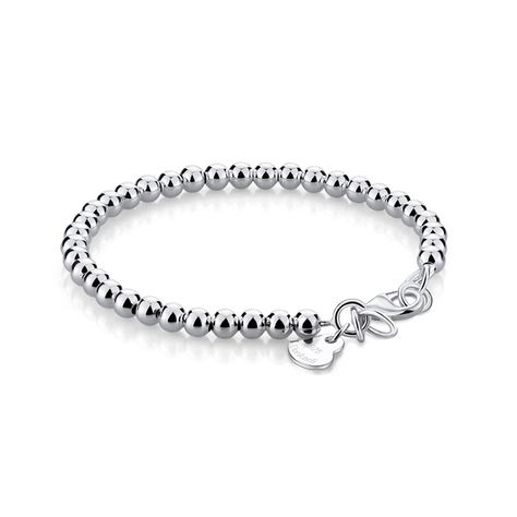 PRICES MAY VARY. Wrap your wrist with this elegant sterling silver beaded chain bracelet. Made with Italian artisan techniques, each bead is individually strung by hand, creating a timeless classic that remains a classic to this day. Sophisticated and bold, this bracelet instantly elevates a casual or sophisticated outfit, allowing you to effortlessly style from morning to night. Wear it alone for a stunning look, or layer it with other bracelets for a cool fashion statement. The material is han Solid Silver Bracelets, Sterling Silver Bead Bracelet, Outfit Jewelry, Bracelet Simple, 925 Silver Bracelet, Silver Bead Bracelet, Bracelet Women, Bead Chain, Coin Jewelry