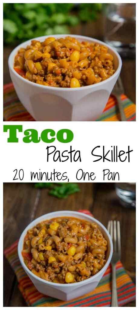 Taco Hamburger Helper, Taco Pasta Skillet, Taco Hamburger, Pasta Skillet, One Pan Meal, Skillet Pasta, Taco Pasta, Skillet Dinners, Hamburger Helper