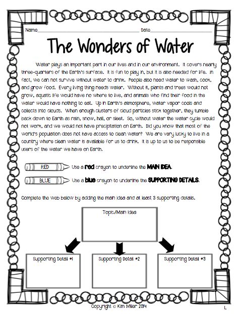 Main Idea And Details Worksheet, Main Idea Lessons, Reading Main Idea, Main Idea And Supporting Details, Main Idea And Details, Main Idea Worksheet, Teaching Main Idea, Fluency Passages, Supporting Details