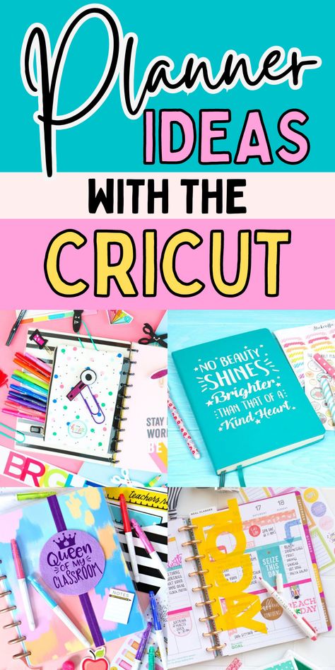 Easy cricut ideas for the planner. Planner ideas for moms. Easy planner ideas. Journal Cricut Ideas, Diy Planner Pages Ideas, Motivational Planner Ideas, Diy Planners How To Make, Cricut Binder Cover Ideas, Cricut Journal Ideas, Handmade Planner Ideas, Cricut Planner Projects, Diy Planner Cover Ideas