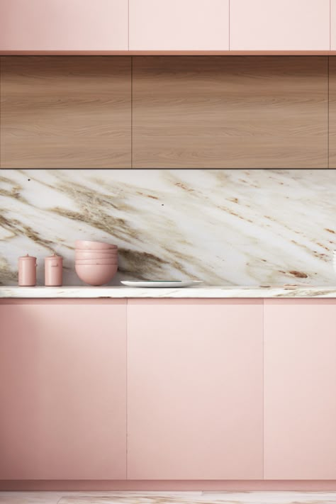 Rose Gold Kitchen, Pastel Kitchen, Gold Kitchen, Pink Kitchen, Pink Interior, Kitchen Cabinetry, Home Decor Kitchen, Interior Design Kitchen, 인테리어 디자인