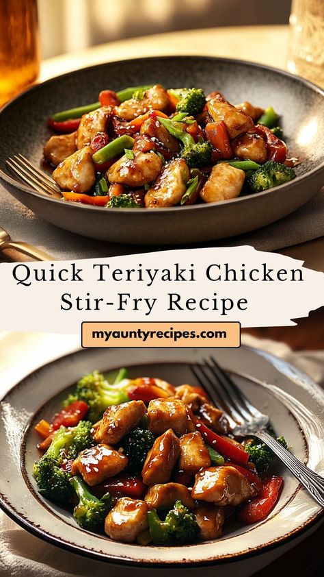 Whip up a delicious dinner in minutes with this Easy Teriyaki Chicken Stir-Fry! Tender chicken and fresh veggies are stir-fried in a sweet and savory teriyaki sauce, creating a flavorful dish that’s perfect over rice or noodles. Quick and easy, this recipe is ideal for busy nights when you need something nutritious and tasty on the table fast. Chicken Stir Fry Rice, Chicken Stir Fry Sauce, Best Stir Fry Recipe, Easy Chicken Stir Fry Recipe, Quick Stir Fry Recipes, Chicken Vegetable Stir Fry, Chicken Fried Rice Recipe Easy, Chicken Stir Fry With Noodles, Stir Fry Recipes Healthy