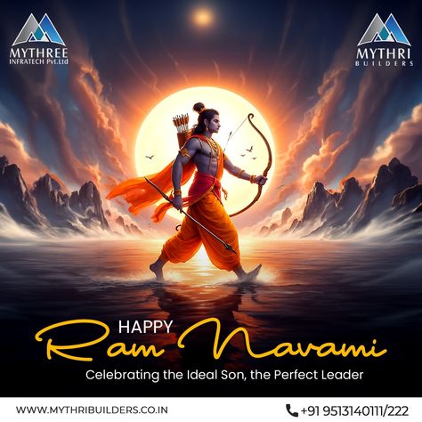 Mythri Builders wishes you a joyous Ram Navami. May Lord Rama's ideals of courage, compassion, and righteousness inspire us all. We strive to build homes that embody these values, creating strong communities for a better tomorrow.  Explore our projects at www.mythribuilders.co.in or Call @ +91 95131 40111/ +91 9513140222  #MythriBuilders #MythriSapphire #Mythrisquare #Mythrisunshine #Mythrisignature #Builders #Nammabengaluru #Amenities #LuxuryHomes #RealEstate #Property #ramnavami #shreeram Sree Rama Navami, Rama Navami, Diwali Holiday, Holi Poster, Ram Navami, A Better Tomorrow, Happy Rakshabandhan, Better Tomorrow, Tomorrow Will Be Better