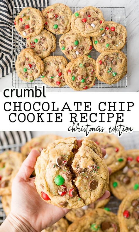 Crumbl Chocolate Chip Cookie for Christmas are giant, chewy and decadent. Holiday Cadbury Chocolates give these Copy Cat Crumbl Cookies the perfect Christmas flare. |Cooking with Karli| #crumbl #copycat #christmas #christmascookies #recipe #giantcookie Crumbl Chocolate Chip Cookies, Decadent Cookies, Christmas Chocolate Chip Cookies, Crumbl Copycat, Crumble Cookie Recipe, Chocolate Marshmallow Cookies, Salted Caramel Pretzels, Large Cookies, Cooking With Karli