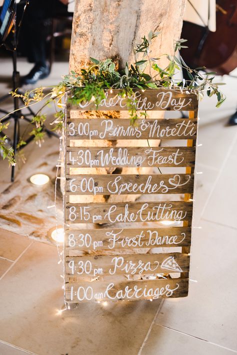 Order of the Day Wedding Sign on Palette | By Emma Pilkington Photography | DIY Wedding Inspiration | Rustic Wedding Decor Peach White Wedding, 12 Month Wedding Checklist, Order Of The Day Wedding, Bolton Abbey, Abbey Wedding, Love Story Wedding, Floral Bridesmaid Dresses, Floral Bridesmaid, Order Of The Day