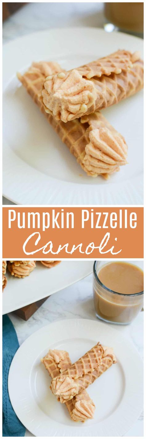 Pumpkin Pizzelle Cannoli - a twist on the classic cannoli! Pizzelle cookies with a sweetened pumpkin ricotta filling. Pizzelle Cannoli, Pumpkin Ricotta, Fake Ginger, Pizzelle Cookies, Pizzelle Recipe, Ricotta Filling, Cannoli Recipe, Xmas Recipes, Afternoon Tea Recipes