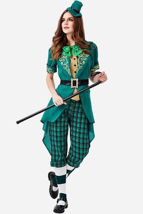 Leprechaun Costume, St Patrick's Day Costumes, Plus Size Cosplay, St Patrick's Day Outfit, Holiday Costumes, Costume Diy, Saint Patrick's Day, Short Lace Dress, Printed Long Dresses