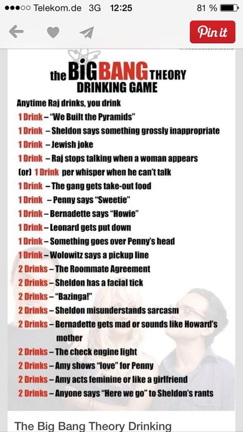 Big Bang Theory Drinking Game, Movie Drinking Games, Humour Geek, The Bigbang Theory, Drinking Games For Parties, Fun Drinking Games, Drink List, Netflix Tv, Sheldon Cooper