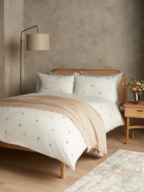 John Lewis & Partners Bees Organic Cotton Duvet Cover Set at John Lewis & Partners Bee Duvet Cover, Off White Bed, Bee Bedding, White Bed Linen, Pretty Interiors, Bed Aesthetic, Double Bedding Sets, Boho Duvet Cover, Super King Duvet Covers