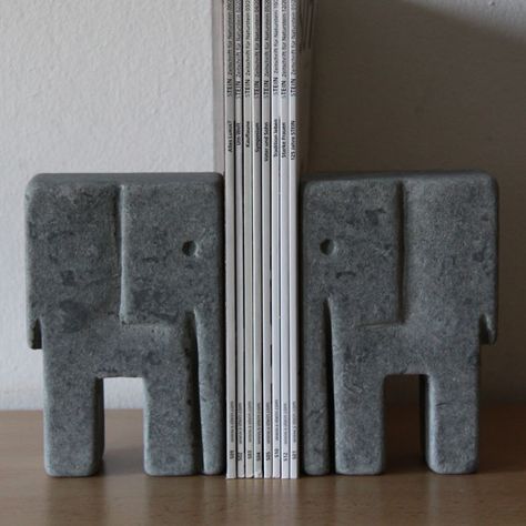 Book Holder Bookends Decor, Gift Ideas For Anyone, Elephant Book, Elephant Bookends, Land Animals, Cement Design, Close Family, Cement Art, Book Holder