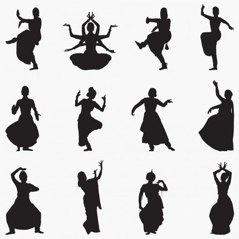 Classical Dance Silhouette, Cultural Dance Art, Classical Dance Drawing Easy, Bharatnatyam Tattoo, Nartaki Art, Traditional Dance Drawing, Indian Classical Dance Drawing, Indian Dance Illustration, Classical Dancer Drawing