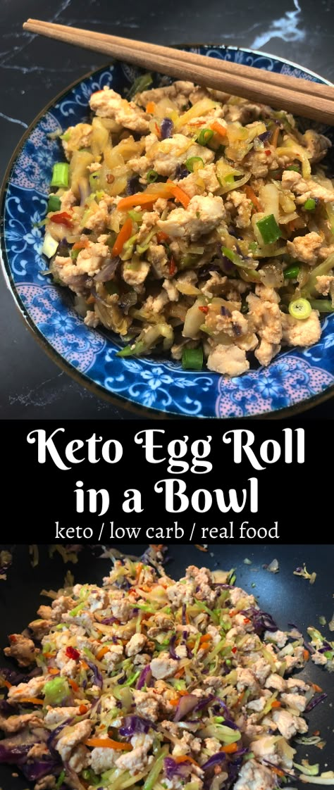 If you're on the keto diet and haven't had an egg roll in a while, this Keto Egg Roll in a Bowl recipe is perfect for you! All the delicious egg roll ingredients and flavors, minus the carbs! Also with one small twea, this is also a paleo/gluten free meal! Eggroll Recipes, Egg Rolls In A Bowl, Keto Asian Recipes, Healthy Egg Rolls, Keto Egg Roll, Egg Roll Bowl, Vegetable Egg Rolls, Egg Roll Ingredients, Pork Egg Rolls