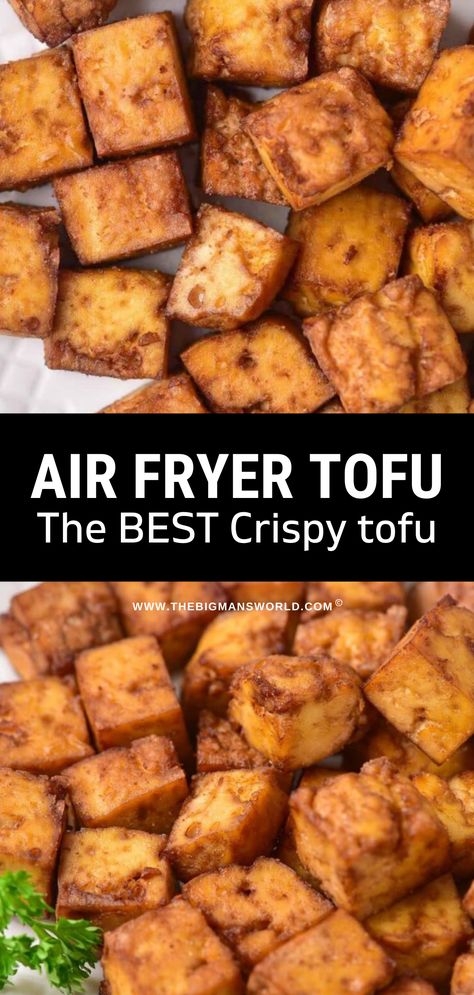 Tofu Bites Crispy, Family Friendly Tofu Recipes, Tofu Bites Air Fryer, Air Fryer Teriyaki Tofu, Air Fryer Agedashi Tofu, Agadashi Tofu Recipe Air Fryer, Best Air Fryer Tofu, Air Fryer Tofu Crispy Without Cornstarch, Easy Ways To Cook Tofu