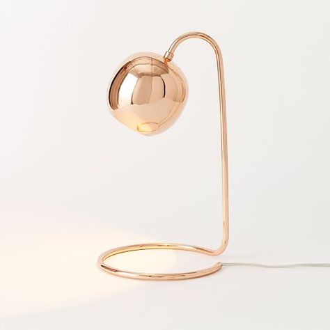 Scoop Table Lamp | west elm Office Lamps, Gold Lamp, Design Industrial, Room Lamp, Design Light, Bedroom Lamps, Unique Lamps, Gold Copper, Modern Lamp