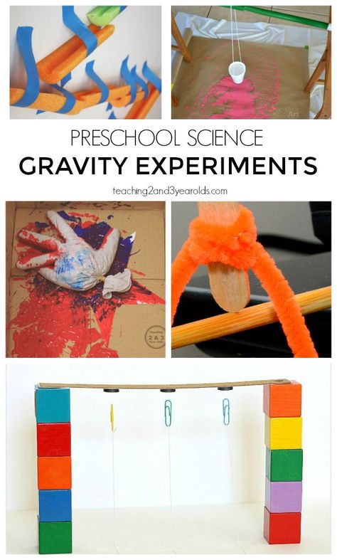 Add some STEM to your preschool day with these 7 gravity experiments. Hands-on science exploration! From Teaching 2 and 3 Year Olds Gravity Experiments For Kids, Science Fair Projects For Elementary, Gravity Project, Gravity Activities, Gravity Experiments, Camping Theme Preschool, Newton's Laws, Science Kids, Steam Table