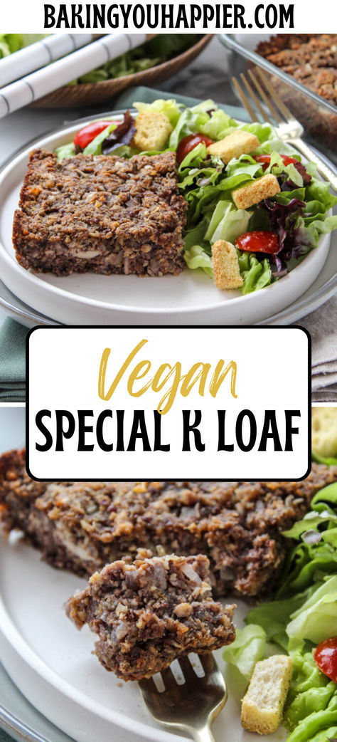 Vegan Special K Loaf, a vegan variation of the much loved Special K Cottage Cheese Loaf. This is a traditional Seventh-day Adventist recipe! Special K Loaf, Cottage Cheese Loaf, Vegan Broccoli Salad, Veggie Loaf, Vegetarian Meatloaf, Vegan Loaf, Cheese Loaf, Vegan Potluck, Vegan Meatloaf