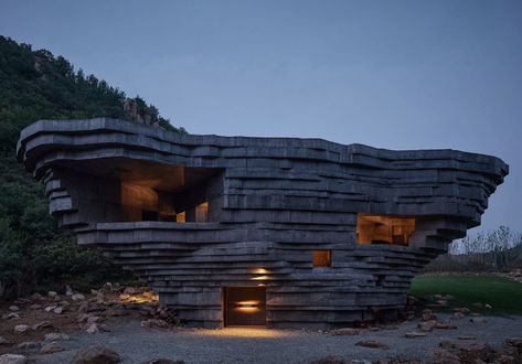 Open Architecture unveils rock-like concert hall in a valley outside Beijing Bernardo Bader, Open Architecture, Outdoor Stage, Steven Holl, Best Architecture, Biophilic Design, Great Wall Of China, Landscape Plans, Chinese Architecture