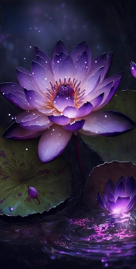 Blue Lotus Flower Wallpaper, Fantasy Plants, Lotus Flower Wallpaper, Sunflower Artwork, Hd Flower Wallpaper, Lily Wallpaper, Purple Lotus, Chinese Drawings, Lotus Flower Art