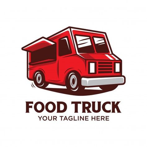 Food truck logo with red food truck vect... | Premium Vector #Freepik #vector #logo #food #vintage #menu Truck Logo Design Ideas, Truck Logo Design, Food Truck Design Logo, Food Truck Logo, Food Truck Business Plan, Food Truck Menu, Truck Logo, Green Truck, Food Van