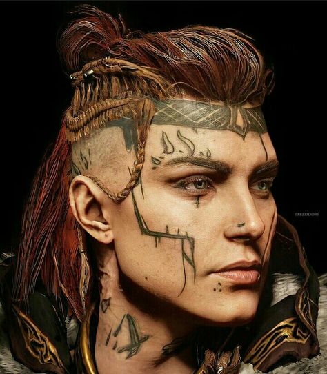 Evior Assassin's Creed, Eivor Female Art, Assassins Creed Valhalla Tattoo, Female Eivor, Viking Face Paint, Valhalla Tattoo, Horse Archery, Ac Valhalla, Assassins Creed Artwork