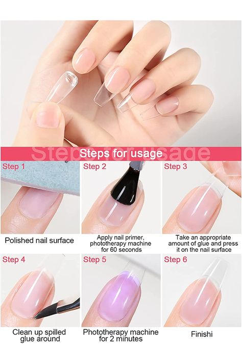 Stick On Acrylic Nails, Stickons Nails, How To Make Glue On Nails Look Real, Stickons Nails With Gel, Nail Glue Hack, Clip On Nails, How To Make Glue On Nails Last Longer, Make Glue On Nails Last Longer, Solid Nail Glue