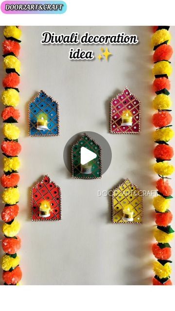 DOOR2ART&CRAFT on Instagram: "✨ Add a Pop of Color to Your Festivities! ✨ These vibrant DIY festive decor is perfect for lighting up your space this Diwali and Navratri! Made with love, a splash of color, and a touch of sparkle, these decorations are sure to bring festive vibes to any corner of your home. 🌸💡

🌟 Let’s make this Diwali extra special with unique handmade decor! Swipe through for the step-by-step process and try it yourself! 🌈

✨ Happy Crafting & Happy Festivities! ✨

#diwalidecor #navratrispecial #handmadewithlove #festivevibes #diywallhanging #indiancraft #artandcraft #diwalidecorideas #homedecor #festivalcraft #colorfuldecor #diwali2024 #diy #creativecrafts #door2artcraft #craftreels #diwalispecial #handmadedecor" Diwali Decoration Lights, Decoration Lights, Diwali Decor, Instagram Add, Diwali Decoration, Navratri Special, Indian Crafts, Wall Hanging Diy, Handmade Decor