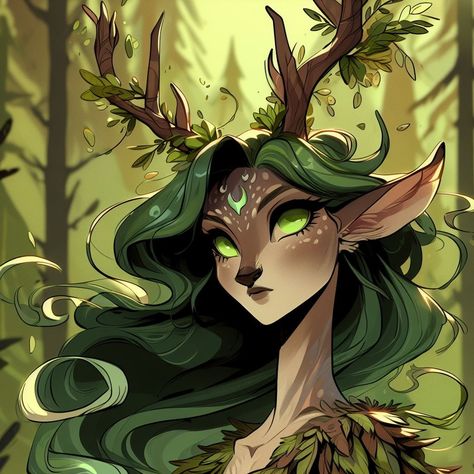 deer woodland fantasy nymph Forest Dweller Character Design, Forest Spirit Character Design, Deer Oc Human, Half Human Half Animal Character Design, Faun Female, Faun Character Design, Deer Character Design, Deer Fursona, Druid Circle