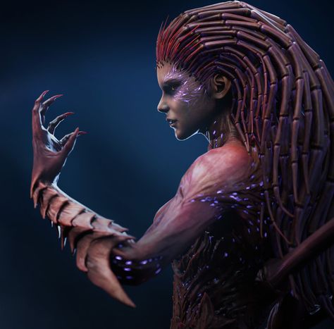 Sarah Kerrigan - StarCaft, FlyCat Fly on ArtStation at https://www.artstation.com/artwork/NGO6gb Sarah Kerrigan, Female Villains, Halo Effect, Villain Character, Drawing Anime Clothes, Anime Outfits, Anime Character Design, Sci Fi, Character Design