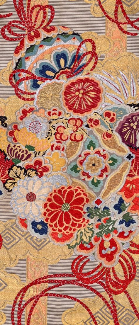 Embroidery Kimono, Fabric Kit, Paper Embroidery, Japanese Embroidery, Japanese Textiles, Kimono Fabric, Japanese Patterns, Sewing Embroidery Designs, Embroidery Library