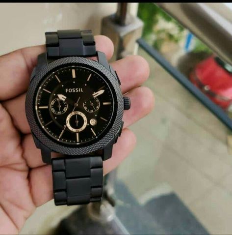 Black Fossil Watch Mens, Matte Black Watches For Men, Fossil Mens Watch, Black And Gold Watch, Fossil Watches For Men, Stylish Watches Men, Fancy Watches, Expensive Watches, Mens Watches Black