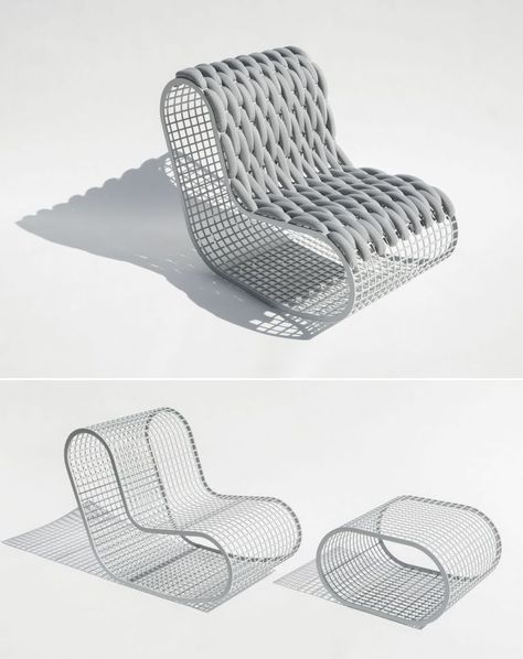 Aluminum Outdoor Furniture, Mesh Furniture, Abstract Furniture, Outdoor Chair, Woven Furniture Design, Outdoor Chairs Design, Aluminium Outdoor Furniture, Unique Chairs Design, Woven Furniture