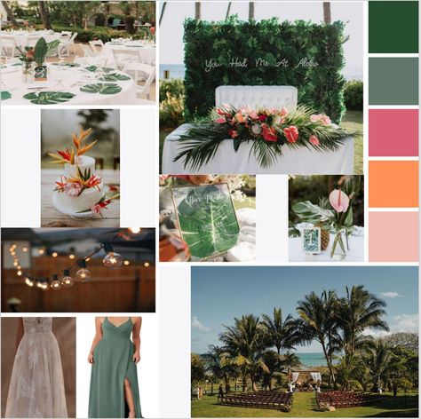 Tropical Wedding Colour Palette, Modern Tropical Wedding Color Palettes, Sage Green Tropical Wedding, Tropical Wedding Colors, Tropical Wedding Color Palette, Cozumel Wedding, Mexican Wedding Invitations, Destination Wedding Colors, Tropical Wedding Ideas