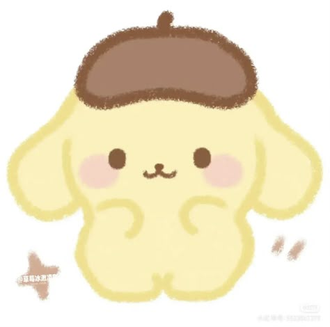 Sanrio Doodle Art, Pom Pom Purin Drawing, Pom Pom Purin Icon, Pompompurin Drawing, Pompompurin Cute, Sanrio Drawing, Cute Pompompurin, Cute Sanrio Characters, Sanrio Drawings