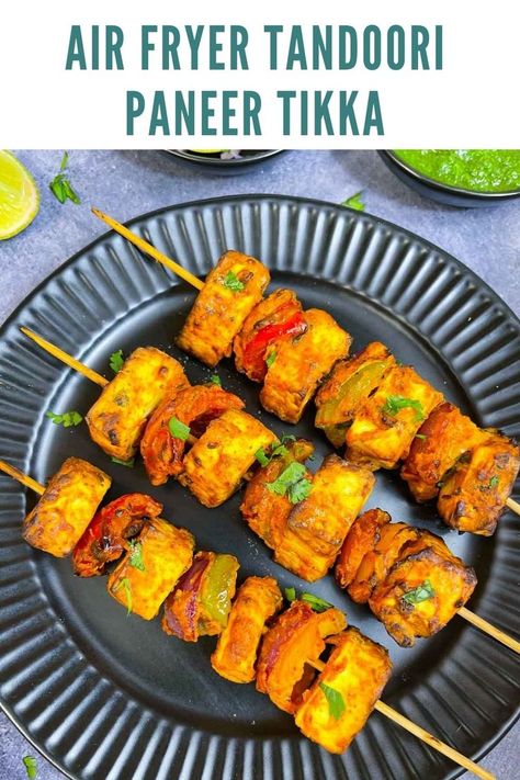 tandoori paneer tikka served on a plate with chutneys on the side Keto Indian Food, Best Indian Food Recipes, Indian Snacks Recipes, Achari Paneer, Paneer Tikka Masala, Grilled Paneer, Tandoori Paneer, Paneer Butter Masala, Vegetarian Indian Recipes