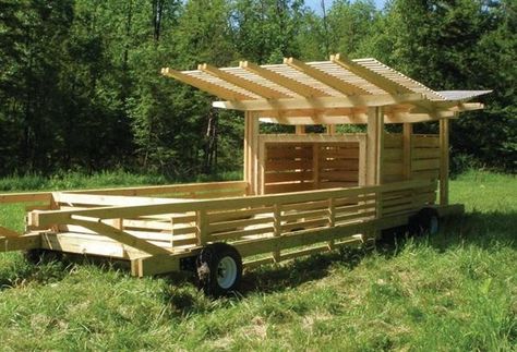 Cool pig pin/trailer!:)🐖 Pig Pen Design, Pig Tractor, Pig Pens, Pig Shelter, Pig Feeder, Pastured Pigs, Goat Pen, Homesteading Animals, Raising Pigs