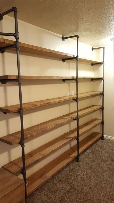 Shelving Wall, Pipe Shelving, Wall Shelving, Regal Design, Bookcase Wall, Pipe Furniture, Pipe Shelves, Book Case, Wall Unit