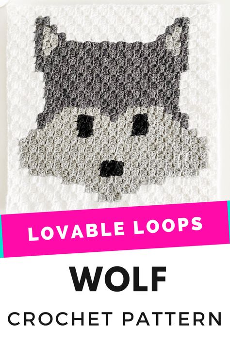 This crochet animal (wolf) graph graphgan pattern is free, fun & easy. It's a great crochet pattern for beginners. It can be made into a pillow, tote bag, wall art or used for a blanket. Make the designers other Woodland Animal graph patterns and turn it into a crochet woodland forest animals crochet blanket. Crochet Wolf Pattern, Crochet Blanket Squares, Wolf Crochet Pattern, Crochet Borders For Blankets, Corner Crochet Blanket, Wolf Crochet, Corner To Corner Crochet Blanket, Crochet Wolf, Crochet Woodland