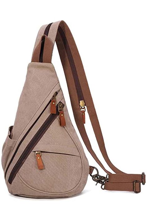 Amazon.com : single strap backpack Wander Outfit, Single Strap Backpack, Canvas Sling Bag, Crossbody Backpack, Multipurpose Bag, Vintage Backpacks, Shoulder Backpack, Brass Fittings, Small Backpack