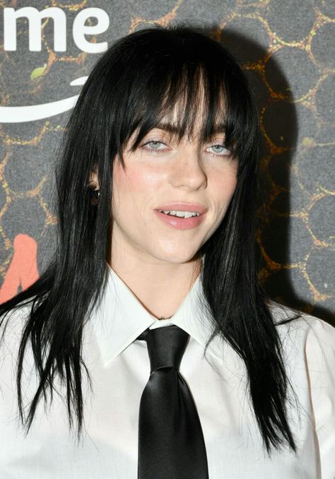 Billie Eilish Bangs Black, Billie Eilish Haircut Black, Billie Eilish Bangs, Billie Eilish Haircut, Black Hair Bangs, Hair Appointment, Haircuts Straight Hair, Brown Hair Colors, Woman Crush