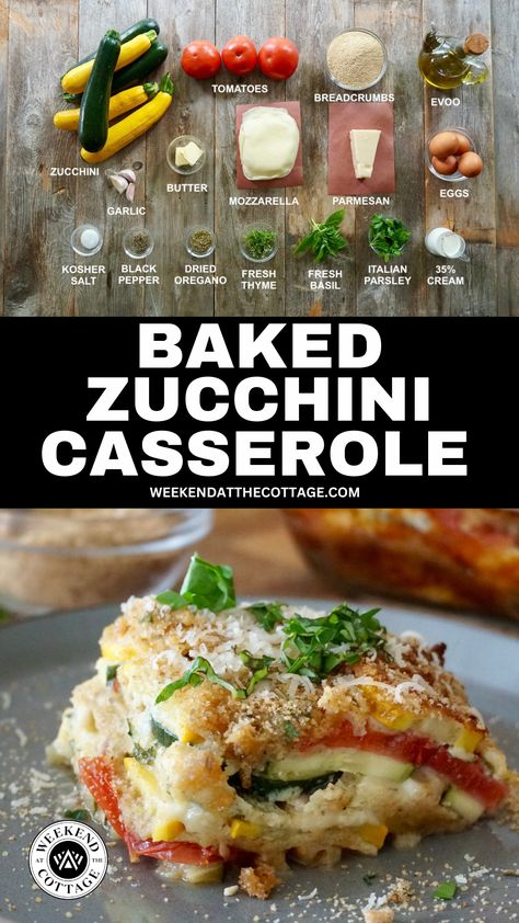 Baked Zucchini Casserole - 100% Vegetarian Zucchini Fall Recipes, Yellow And Green Zucchini Recipes, Pioneer Woman Squash Casserole, Yellow Squash And Zucchini Recipes, Zucchini Strata, Zucchini Recipes Dinner, Baked Zucchini Recipes, Zucchini And Squash Recipes, Yellow Zucchini Recipes