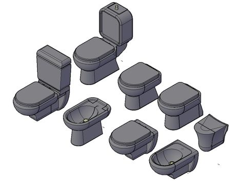 3D DWG Drawing Different Types Of Commode Design In 3D AutoCAD File - Cadbull 3d Autocad, Commode Design, Antiqued Candle Holders, Drawing Block, Antique Candles, Plan Drawing, Autocad Drawing, Cad Drawing, Dining Table Design