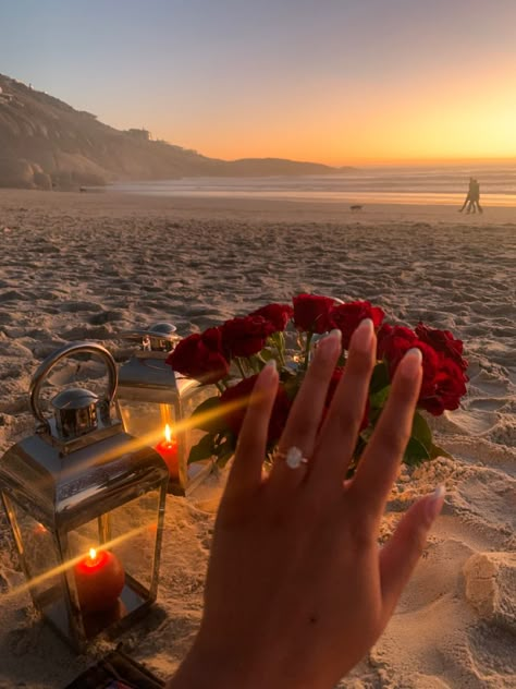 Visionboard Aesthetic Engagement, 2024 Vision Board Aesthetic Engaged, Vision Board Inspo Pictures Proposal, Rose Beach Proposal, Aesthetic Vision Board Pictures Engagement, Getting Proposed To Aesthetic, Vision Board Pictures Engagement, Vision Board Ideas Engagement, Getting Proposed To Outfit