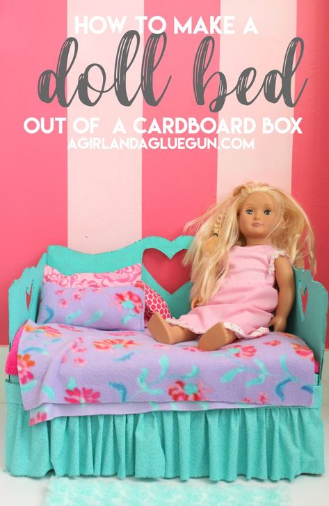 How to make a doll bed Doll Diy Clothes, American Girl Doll Bed, American Girl Doll House, American Girl Diy, American Girl Doll Furniture, American Girl Doll Diy, Doll Furniture Diy, American Girl Doll Crafts, American Girl Doll Accessories