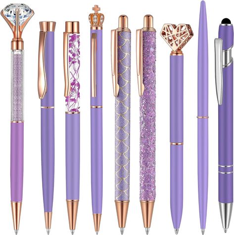 Purple Pen, Fancy Pens, Fine Point Pens, Pretty Pens, Diamond Pen, Gold Pen, Cute Pens, Metal Pen, Beautiful Pen