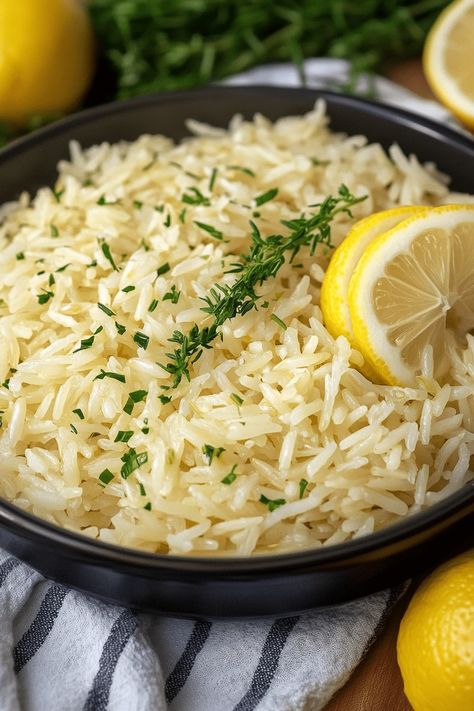 Greek Lemon Rice Greek White Rice, Rice Entree Recipes, Healthy Rice Dinners, Lemon Butter Rice, Portuguese Rice, Easy Frittata Recipe, Greek Rice, Lemon Rice Soup, Greek Lemon Rice