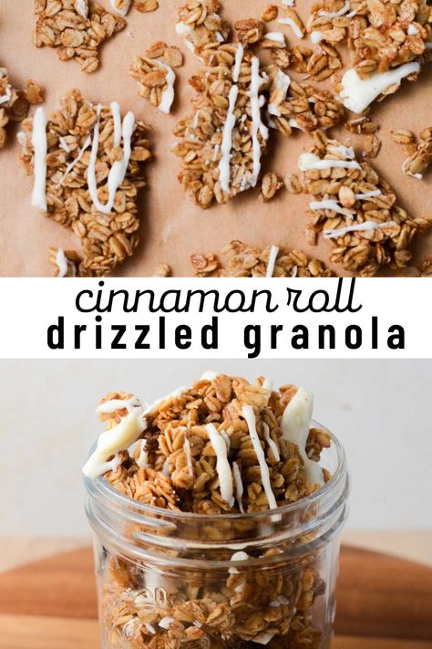 Trader Joe’s Cinnamon Roll Granola, Cinnamon Bun Granola, Cookies And Cream Granola, Homemade Nut Free Granola, Homemade Granola Nut Free, Granola Recipe Cinnamon, Granola Gift Ideas, Recipe With Granola, Holiday Granola Recipe