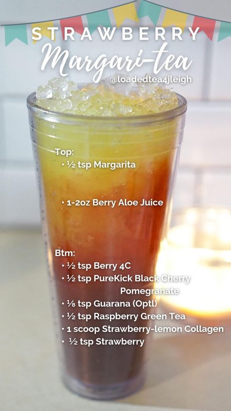 Herbalife Flavors, Teas Recipes, Energy Tea Recipes, Tea Recipes Diy, Herbalife Tea, Flavored Margaritas, Loaded Teas, Loaded Tea, Herbalife Recipes